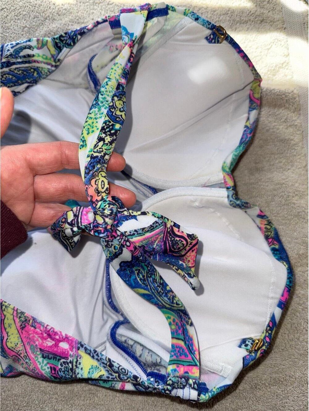 Victoria’s Secret one piece Swimsuit  multicolor open back built in cups 36D - Picture 5 of 9